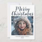 Prettig kerstfeest Eenvoudige foto moderne witte Feestdagenkaart (Voorkant)