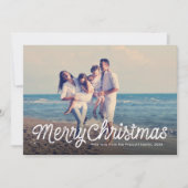 Prettig kerstfeest eenvoudige retro script één fot feestdagenkaart (Voorkant)