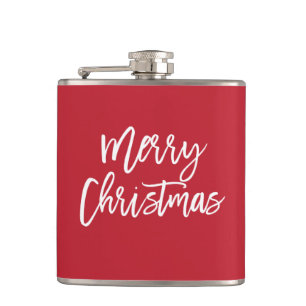 Prettig kerstfeest Eenvoudige rode fles Heupfles