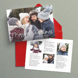 Prettig kerstfeest eenvoudige script familie nieuw feestdagenkaart