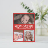 Prettig kerstfeest | Eerste kerstfoto baby | Rood Feestdagenkaart (Staand voorkant)