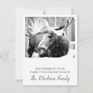 Prettig kerstfeest Eland in wintersneeuw Feestdagenkaart