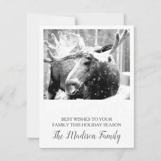 Prettig kerstfeest Eland in wintersneeuw Feestdagenkaart (Voorkant)