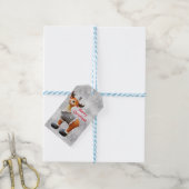 Prettig kerstfeest eland met een hoed      cadeaulabel (Met Touw)