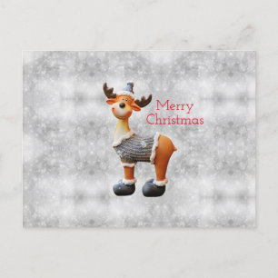 Prettig kerstfeest eland met een hoed       feestdagenkaart