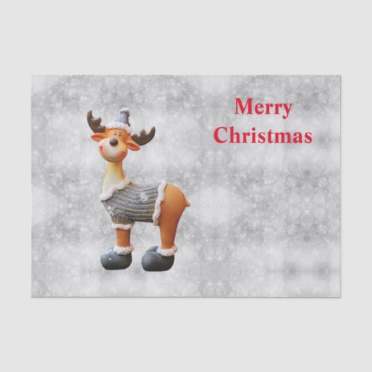 Prettig kerstfeest eland met een hoed tissuepapier (Voorkant)