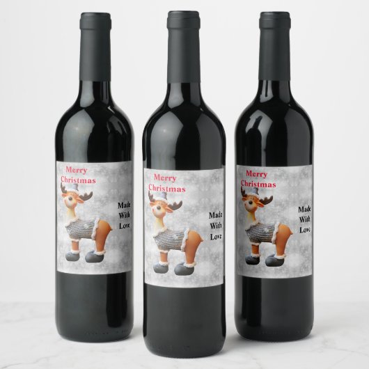 Prettig kerstfeest eland met een hoed          wijn etiket (Flessen)