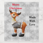 Prettig kerstfeest eland met een hoed          wijn etiket (Enkel label)