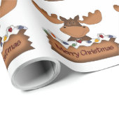 Prettig kerstfeest Eland met Kerstverlichting Cadeaupapier (Rol Hoek)
