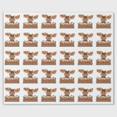 Prettig kerstfeest Eland met Kerstverlichting Cadeaupapier (Vlak)