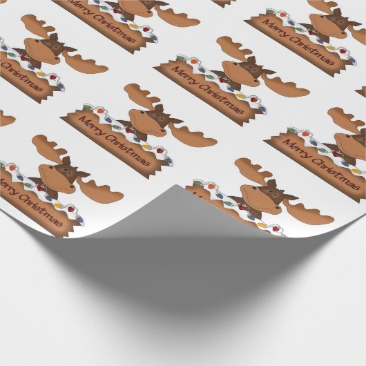 Prettig kerstfeest Eland met Kerstverlichting Cadeaupapier (Hoek)