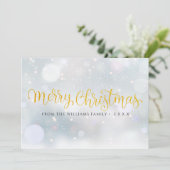 Prettig Kerstfeest Elegant Gouden Schrift Sneeuwvl Feestdagenkaart (Staand voorkant)