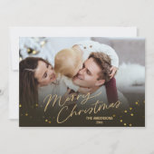 Prettig kerstfeest elegant modern 1 gezinsfoto cut feestdagenkaart (Voorkant)