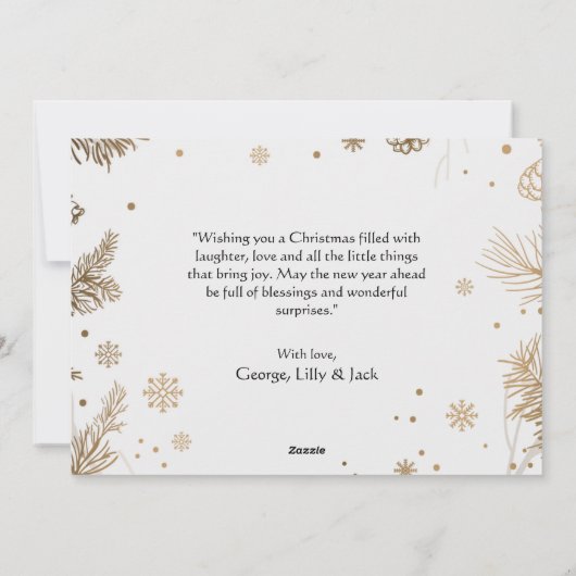 Prettig kerstfeest elegant modern 1 gezinsfoto cut feestdagenkaart (Achterkant)