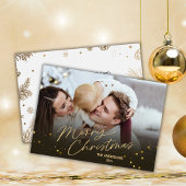 Prettig kerstfeest elegant modern 1 gezinsfoto cut feestdagenkaart