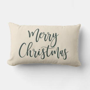 Prettig kerstfeest Elegant Modern Schrift Groen Kussen