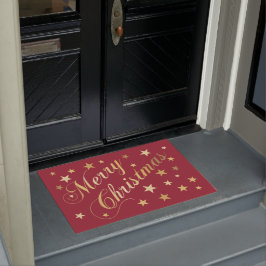 Prettig kerstfeest Elegant Schrift Goud Sterren Ro Deurmat