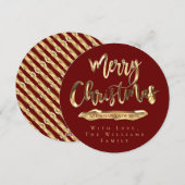 Prettig kerstfeest Elegante Burgundyrood en Goud C Feestdagenkaart (Voorkant / Achterkant)