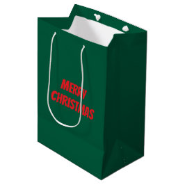 Prettig kerstfeest elegante groene & rode geperson medium cadeauzakje