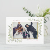 Prettig kerstfeest Elegante groenvoorziening Foto Feestdagenkaart (Staand voorkant)