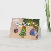 Prettig kerstfeest elegante kerstboom ballen kaart (Achterkant)