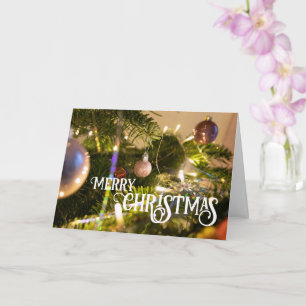 Prettig kerstfeest elegante kerstboom ballen kaart