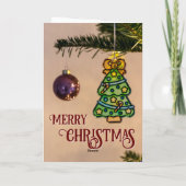 Prettig kerstfeest elegante kerstboomversieringen kaart (Achterkant)