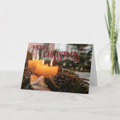 Prettig kerstfeest elegante kerstkrans kaarsen kaart (Voorkant)