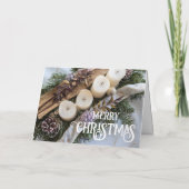 Prettig kerstfeest elegante kerstkrans kaarsen kaart (Achterkant)