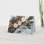 Prettig kerstfeest elegante kerstkrans kaarsen kaart (Voorkant)