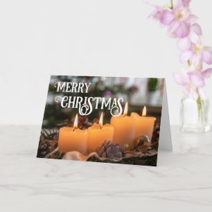 Prettig kerstfeest elegante kerstkrans kaarsen kaart