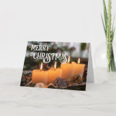 Prettig kerstfeest elegante kerstkrans kaarsen kaart (Voorkant)