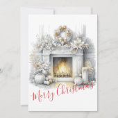 Prettig kerstfeest – Elegante open haard Feestdagenkaart (Voorkant)