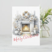Prettig kerstfeest – Elegante open haard Feestdagenkaart (Staand voorkant)