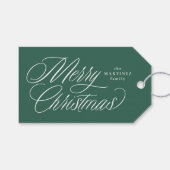 Prettig kerstfeest elegante script groene feestdag cadeaulabel (Voorkant (Horizontaal))