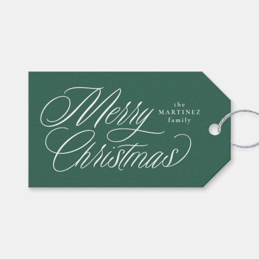 Prettig kerstfeest elegante script groene feestdag cadeaulabel (Voorkant (Horizontaal))