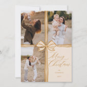 Prettig kerstfeest Elegante strik Cadeau Foto Coll Feestdagenkaart (Voorkant)