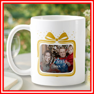 Prettig kerstfeest Elegante Strik Cadeau Foto Coll Koffiemok