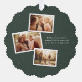 Prettig kerstfeest elegante vier foto collage groe ornament kaart (Achterkant)