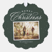 Prettig kerstfeest elegante vier foto collage groe ornament kaart (Voorkant)