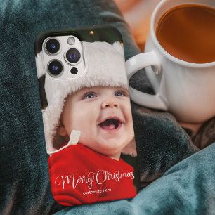 Prettig kerstfeest Elegante witte typografie foto iPhone 14 Hoesje