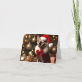 Prettig Kerstfeest Elf Sphynx Kat Kerstmis Op Maat Kaart (Voorkant)