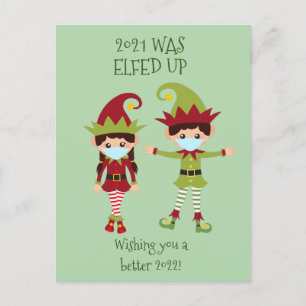 Prettig kerstfeest Elfed Up Functie Mondkapje 2021 Feestdagenkaart