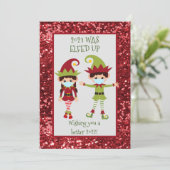 Prettig kerstfeest Elfed Up Grappig gezichtsmasker Feestdagenkaart (Staand voorkant)