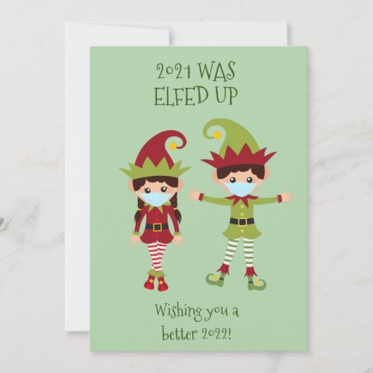 Prettig kerstfeest Elfed Up Grappig gezichtsmasker Feestdagenkaart (Voorkant)