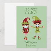Prettig kerstfeest Elfed Up Grappig gezichtsmasker Feestdagenkaart (Voorkant / Achterkant)