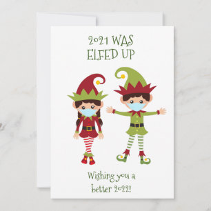 Prettig kerstfeest Elfed Up Grappig Mondkapje 2021 Feestdagenkaart