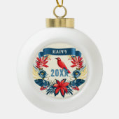 Prettig kerstfeest en een gelukkig nieuwjaar! 2024 keramische bal ornament (Voorkant)