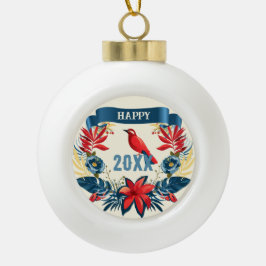 Prettig kerstfeest en een gelukkig nieuwjaar! 2024 keramische bal ornament