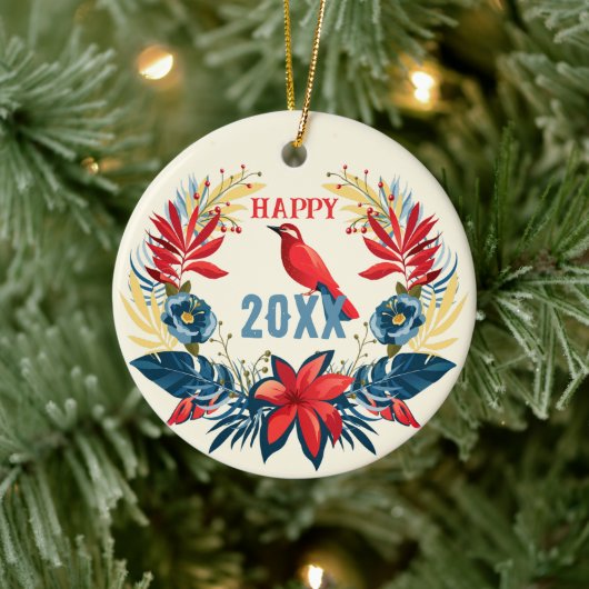 Prettig kerstfeest en een gelukkig nieuwjaar! 2025 keramisch ornament (Boom)
